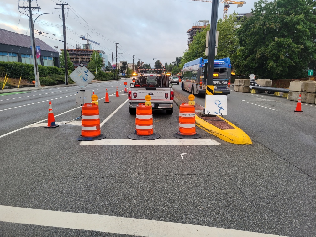 Traffic control on road construction site